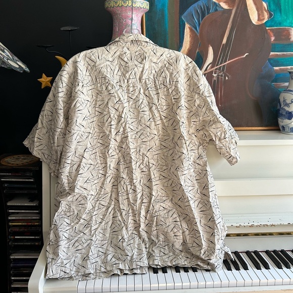 Vintage Classic Men's Casual Button Down Shirt - Cream and Black XXL - Picture 7 of 15